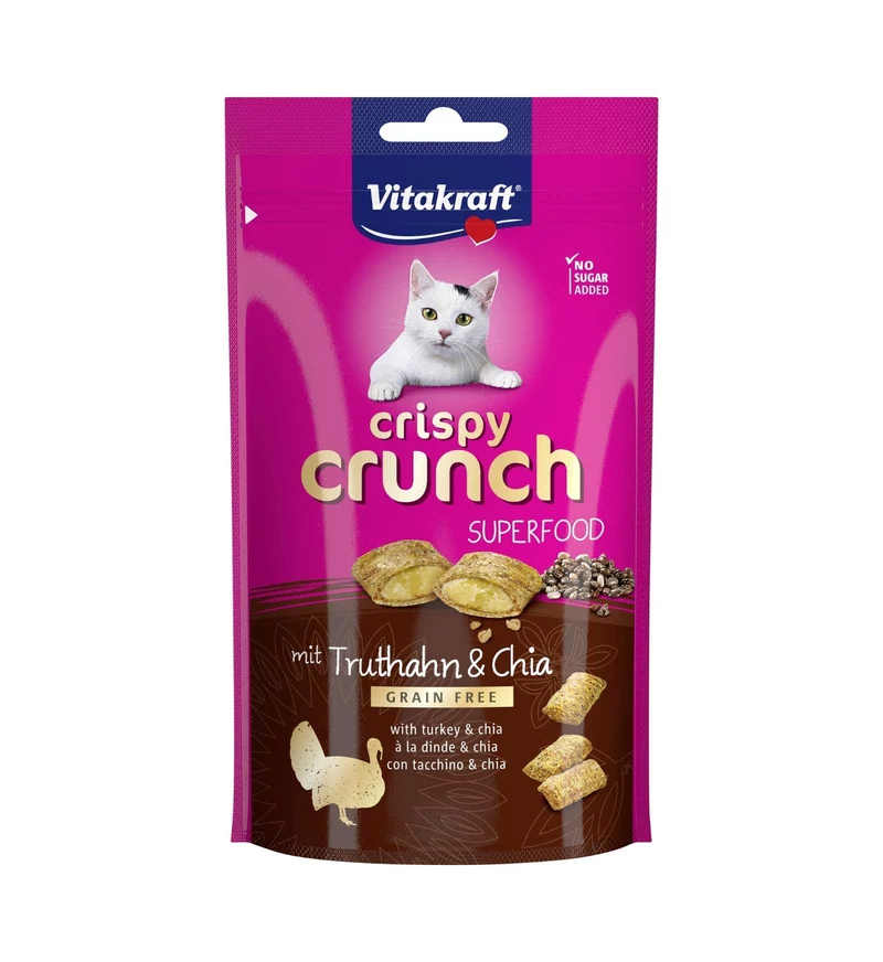 VITAKRAFT GATTO SNACK CRISPY CRUNCH CON TACCHINO E CHIA 60 GR