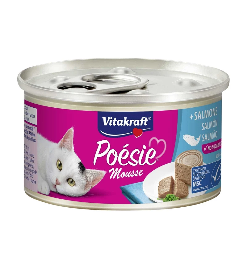 VITAKRAFT GATTO POESIE MOUSSE SALMONE DA 85 GR IN LATTINA