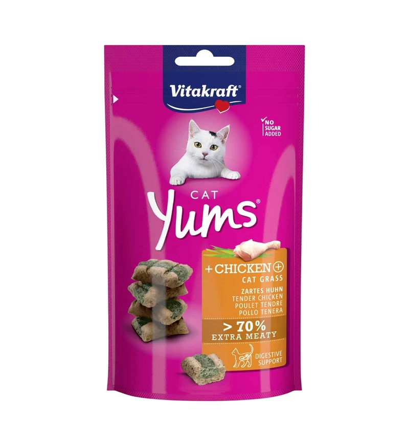 VITAKRAFT GATTO SNACK CAT YUMS BOCCONCINI POLLO ED ERBA GATTA CON INULINA DA 40 GR