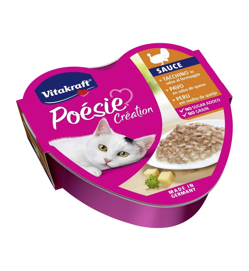 VITAKRAFT GATTO POESIE SAUCE TACCHINO CON FORMAGGIO IN SALSA DA 85 GR IN VASCHETTA