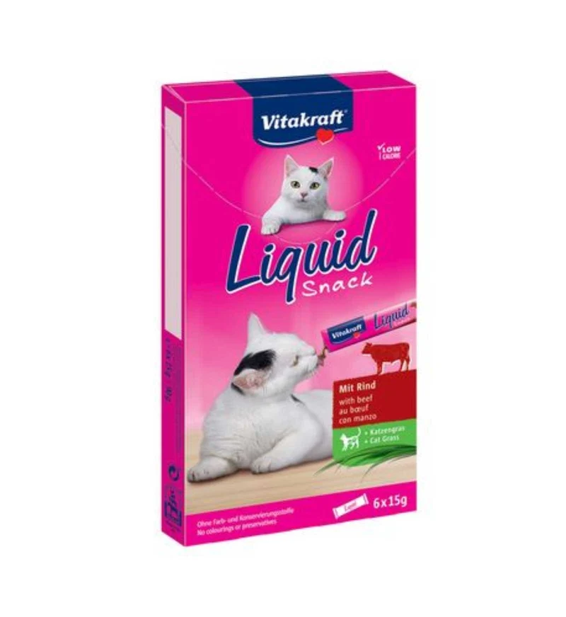 VITAKRAFT GATTO CAT LIQUID SNACK CON MANZO 6 x 15 ML