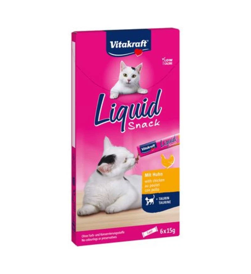 VITAKRAFT GATTO CAT LIQUID SNACK CON POLLO E TAURINA 3 6 x 15 ML