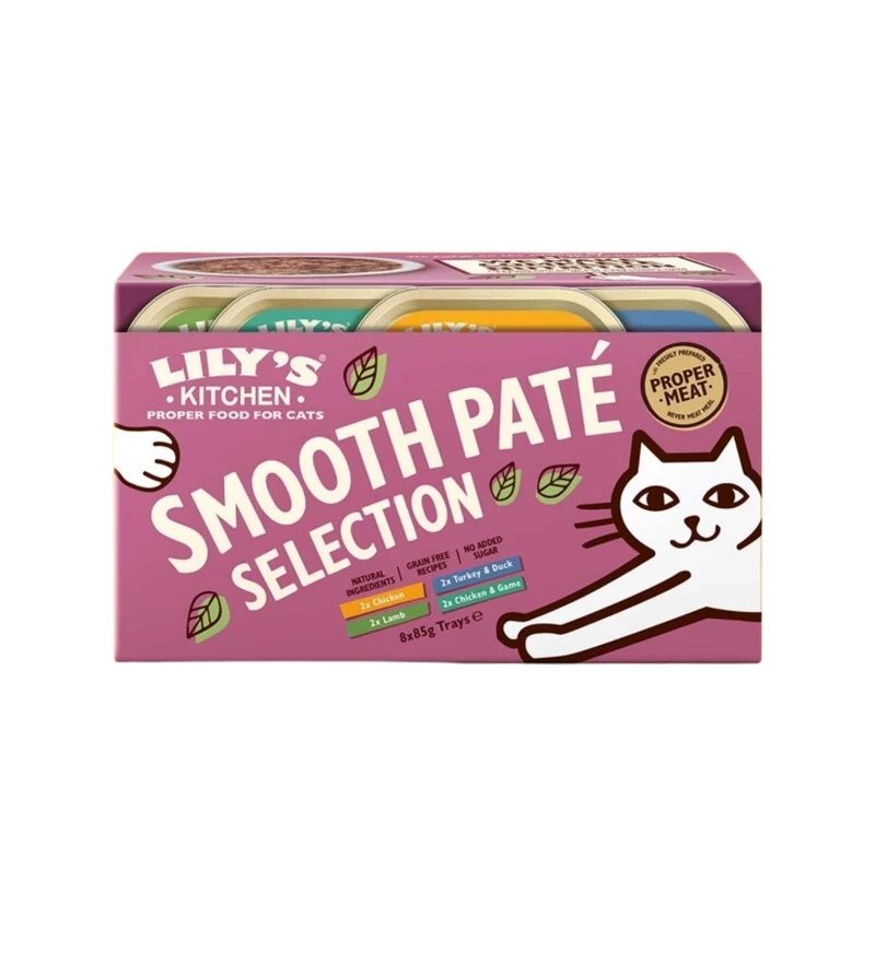 LILY'S KITCHEN GATTO ADULT SMOOTH PATE' SELECTION MULTIPACK DA 85 GR X 8 PEZZI IN LATTINA