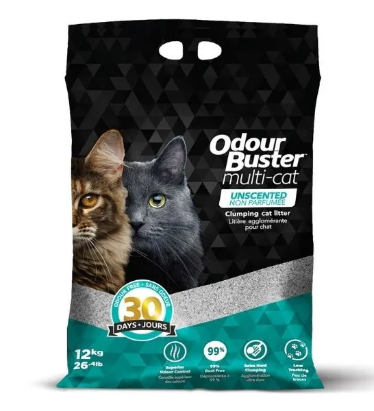 Odour Buster Multi-Cat Clumping Unscented Cat Litter 12kg