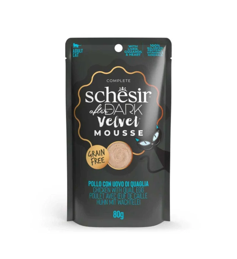 SCHESIR GATTO AFTER DARK ADULT VELVET MOUSSE POLLO UOVA DA 80 GR IN BUSTA