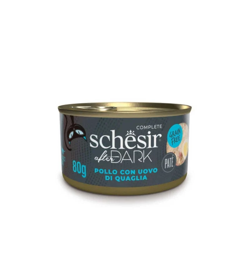 SCHESIR GATTO AFTER DARK PATE' POLLO UOVA DA 80 GR IN LATTINA