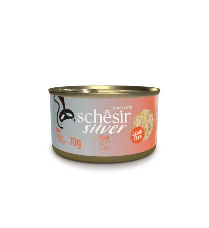 SCHESIR GATTO SILVER FILETTI IN BRODO POLLO DA 70 GR IN LATTINA