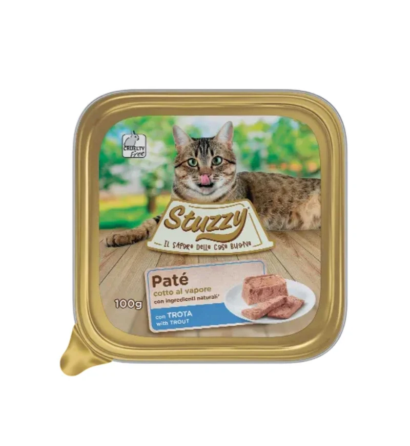 STUZZY GATTO CON TROTA DA 100 GR IN VASCHETTA