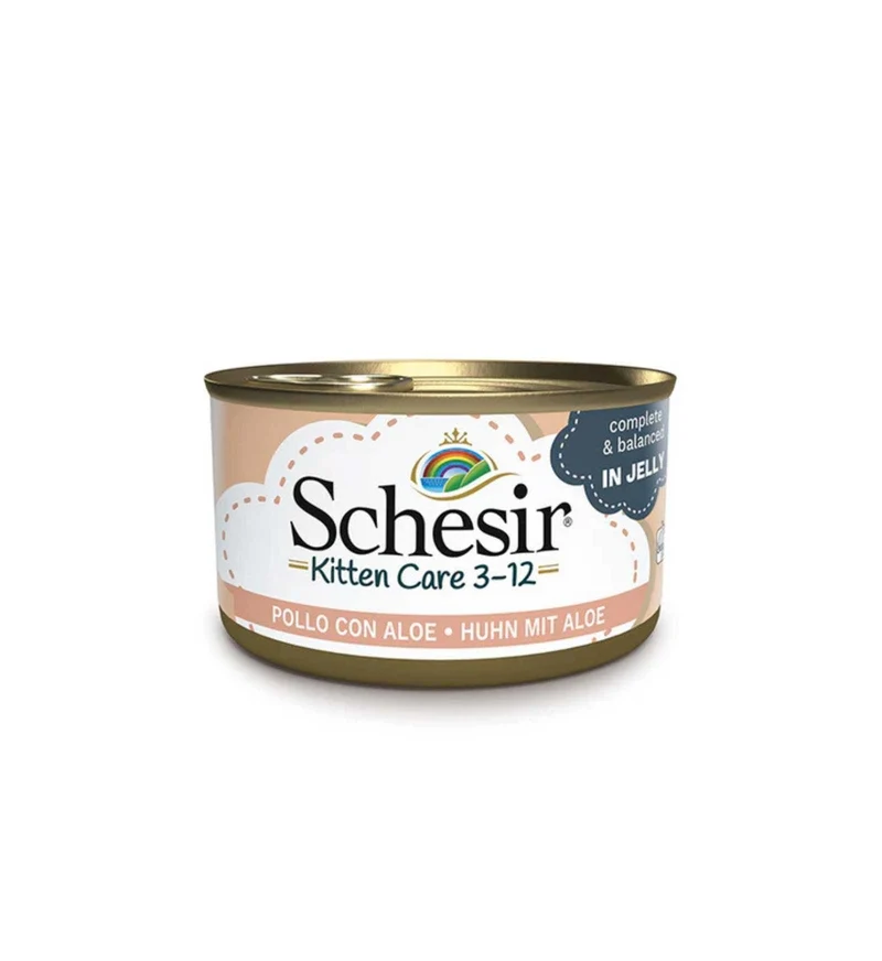 SCHESIR GATTO KITTEN FILETTI DI POLLO CON ALOE IN GELATINA DA 85 GR IN LATTINA