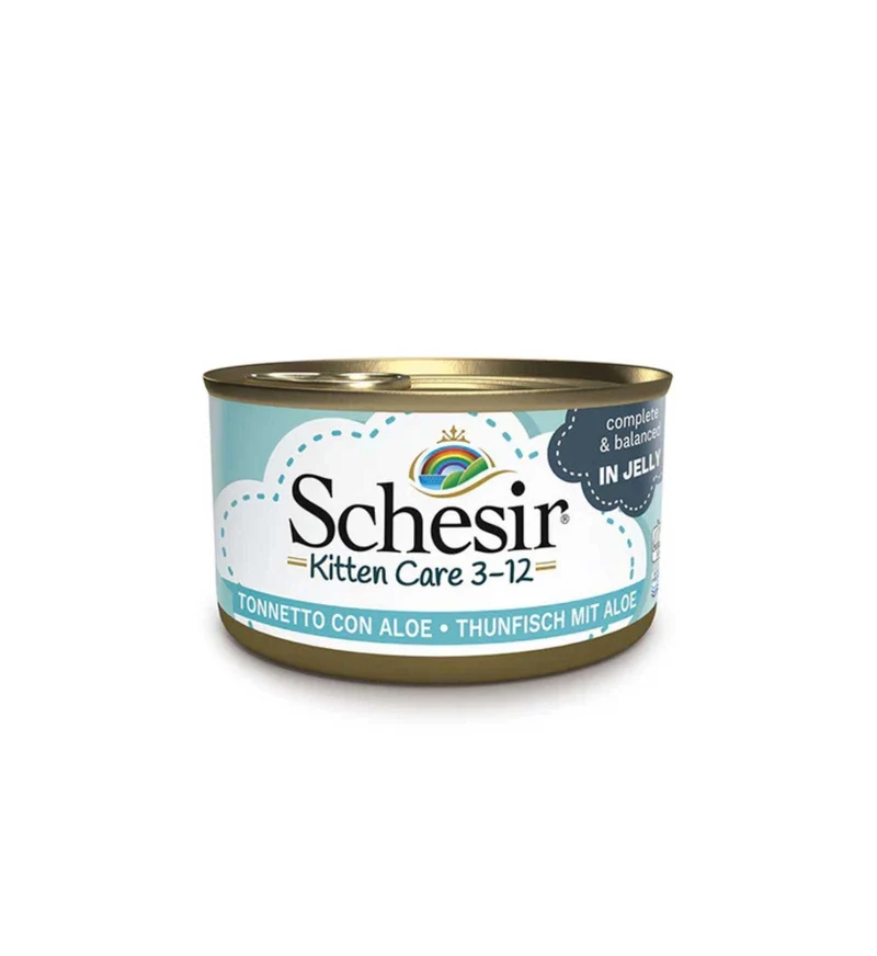 SCHESIR GATTO KITTEN AL TONNETTO CON ALOE IN GELATINA DA 85 GR IN LATTINA