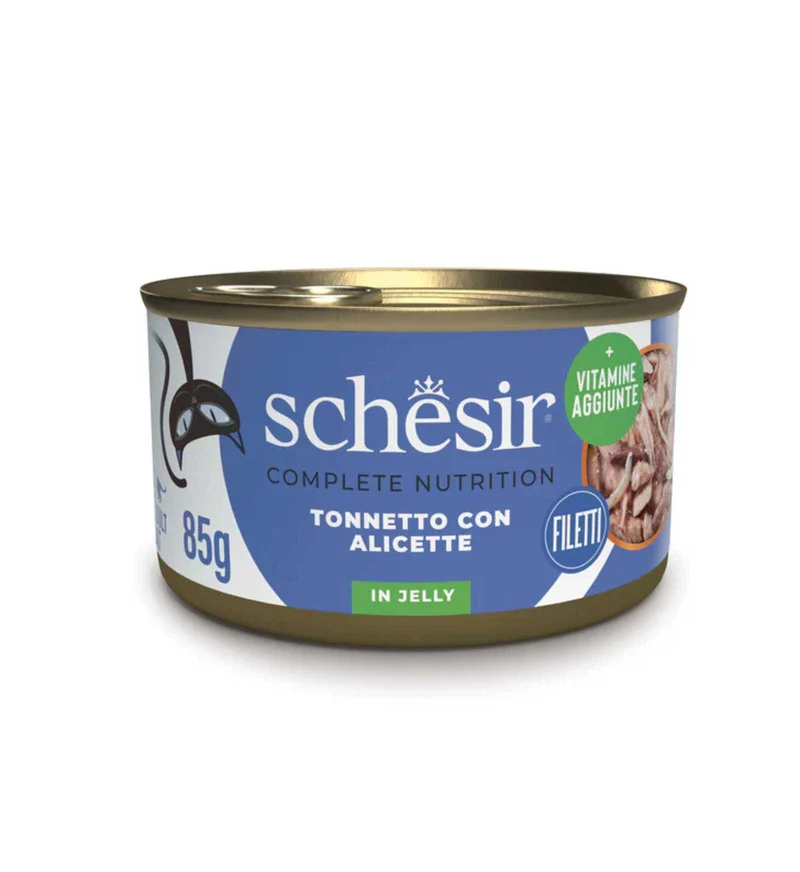 SCHESIR GATTO COMPLETO TONNETTO E ALICETTE IN GELATINA DA 85 GR