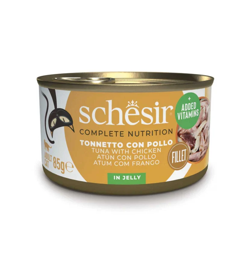 SCHESIR GATTO COMPLETO TONNO E POLLO IN GELATINA DA 85 GR