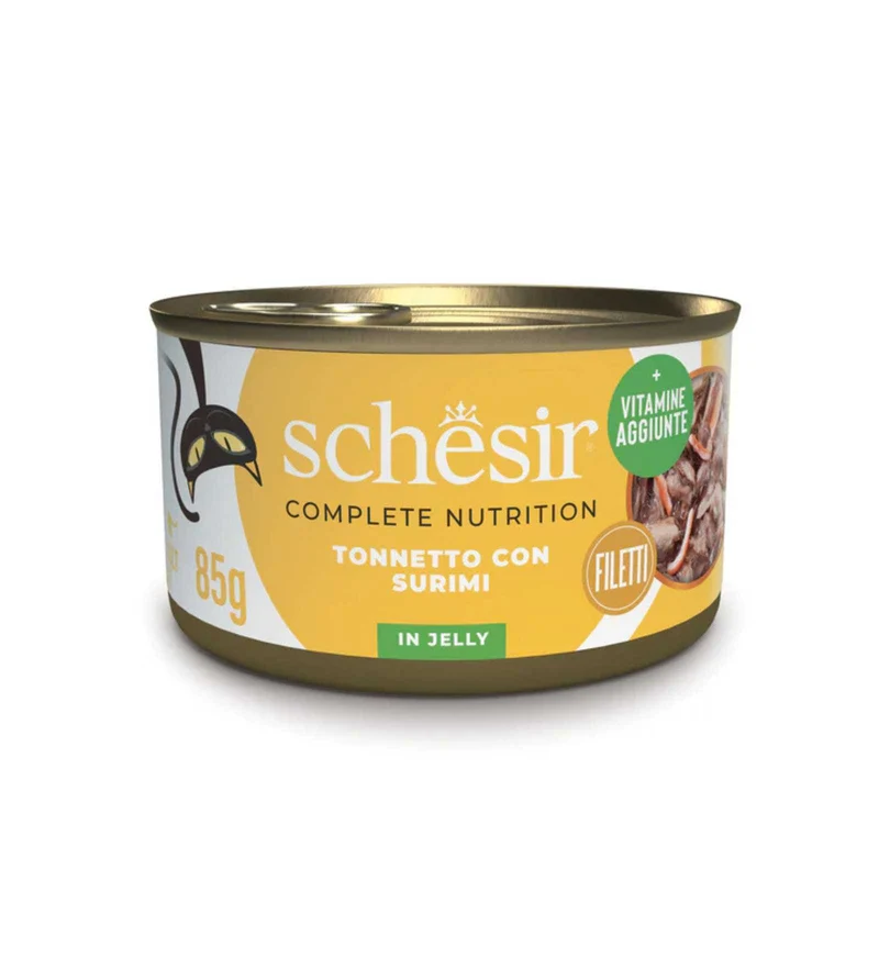 SCHESIR GATTO COMPLETO TONNO E SURIMI IN GELATINA DA 85 GR