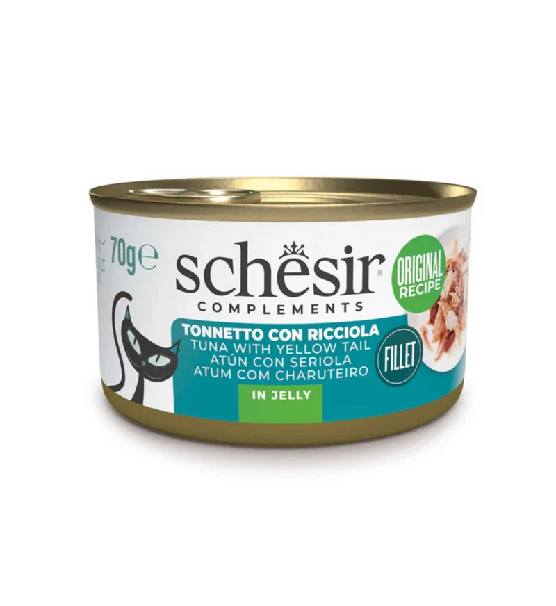 SCHESIR GATTO COMPLEMENTARE TONNO E RICCIOLA IN GELATINA DA 70 GR
