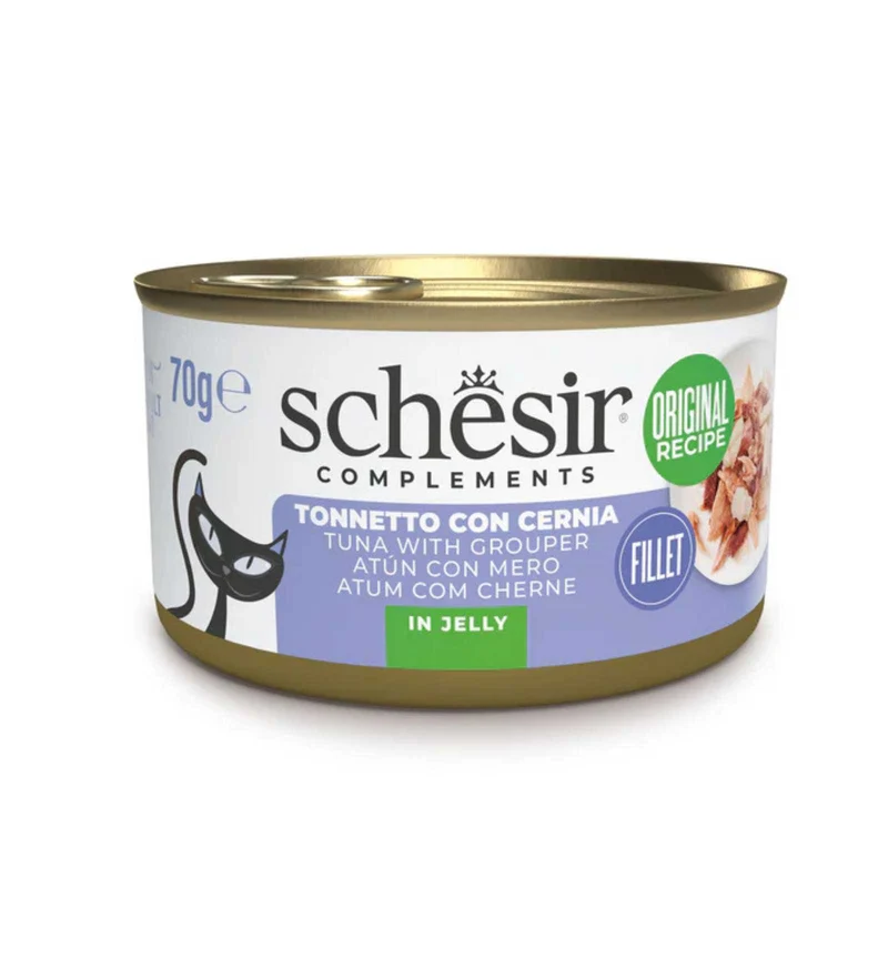 SCHESIR GATTO COMPLEMENTARE TONNO E CERNIA IN GELATINA DA 70 GR