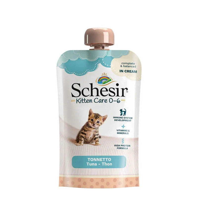 SCHESIR GATTO KITTEN CARE CREAM 0 - 6 MESI TONNETTO DA 150 GR IN BUSTA