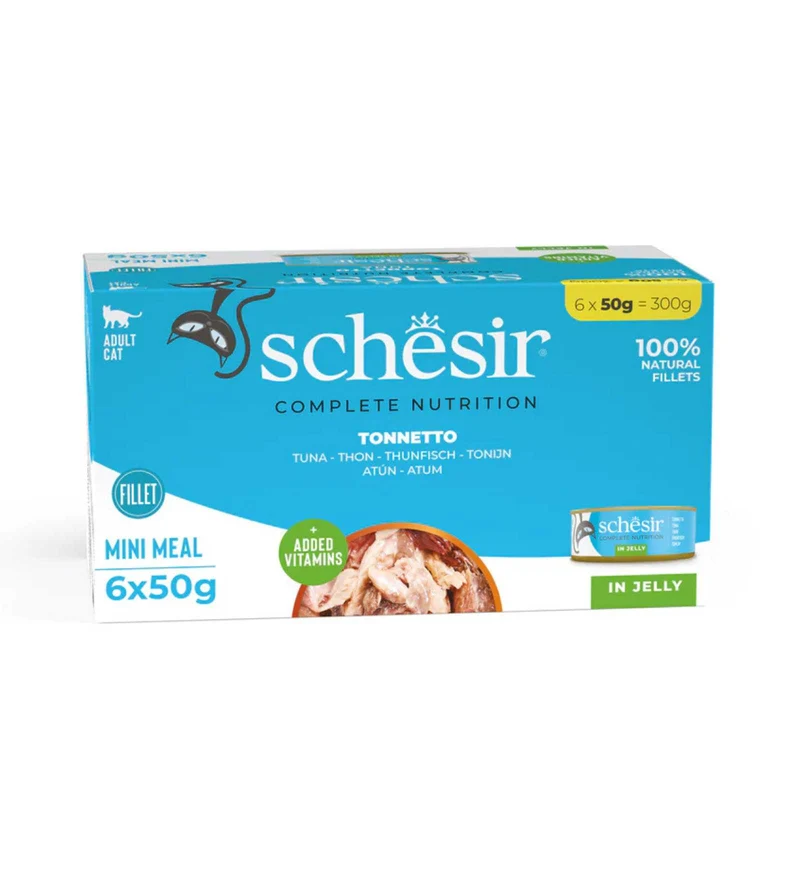 SCHESIR GATTO TONNETTO IN GELATINA MULTIPACK 50 GR x 6 PEZZI IN LATTINA