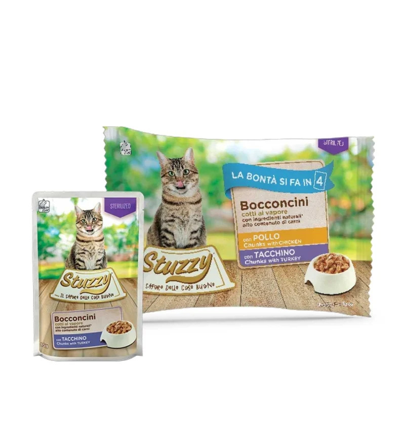 STUZZY GATTO ADULT MULTIPACK BOCCONCINI STERILIZZATO POLLO TACCHINO 4 BUSTE DA 85 GR