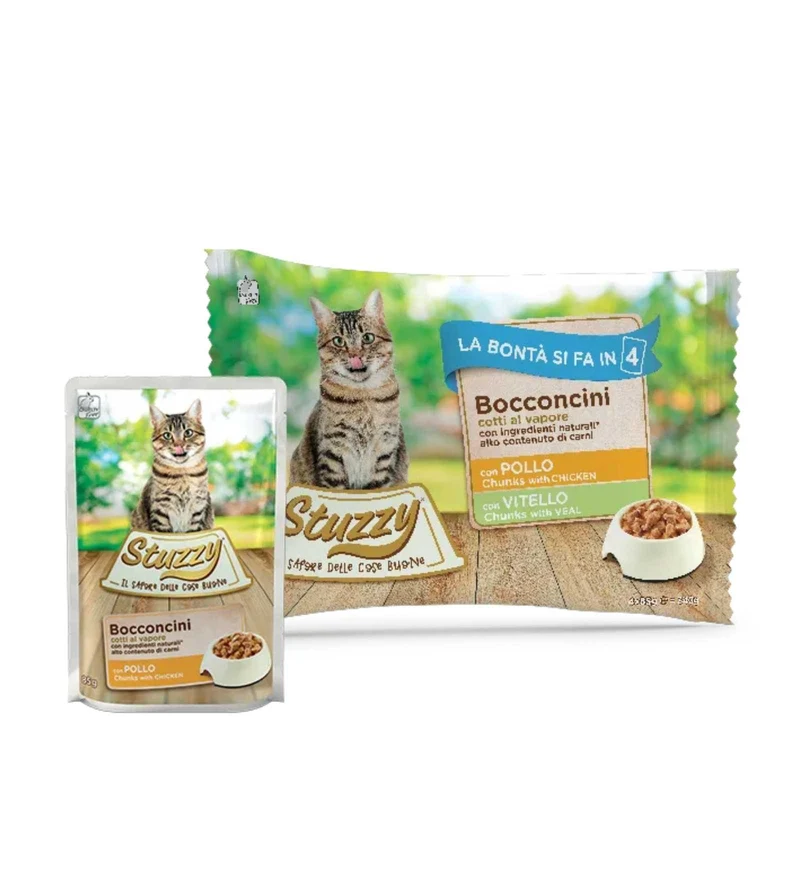 STUZZY GATTO ADULT MULTIPACK BOCCONCINI POLLO VITELLO 4 BUSTE DA 85 GR