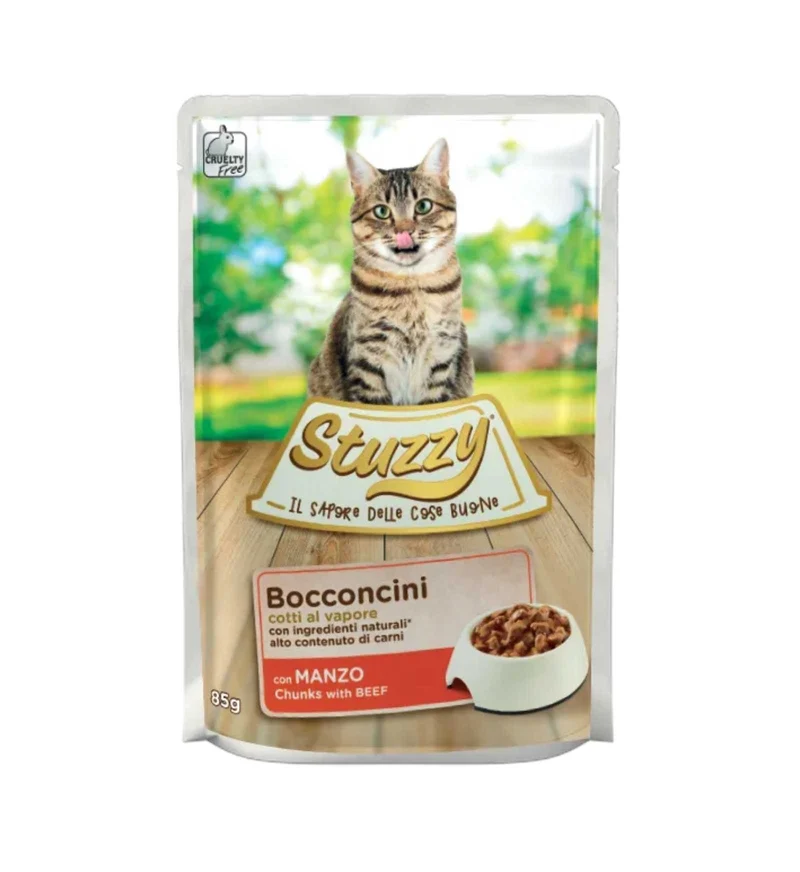 STUZZY GATTO BOCCONCINI CON MANZO DA 85 GR IN BUSTA