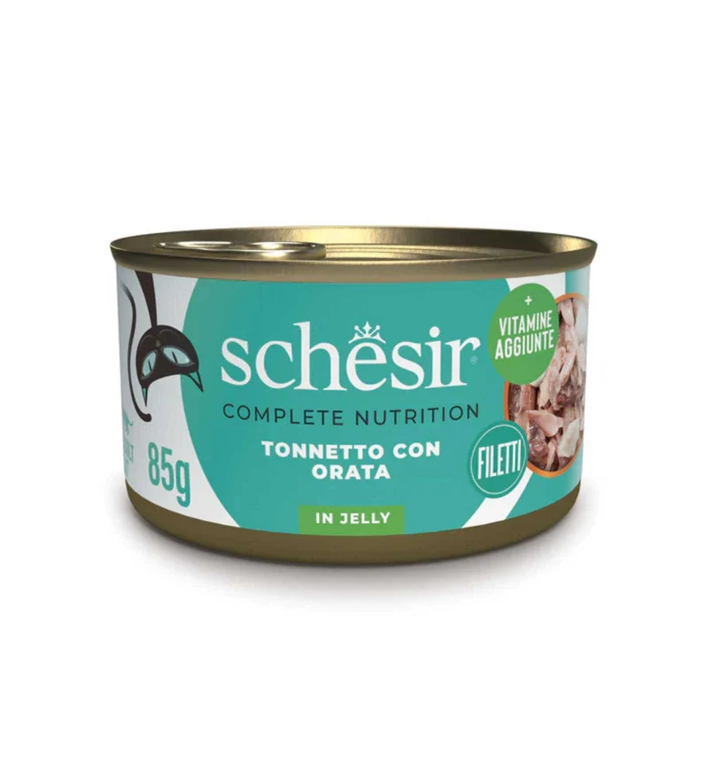 SCHESIR GATTO COMPLETO TONNO E ORATA IN GELATINA DA 85 GR