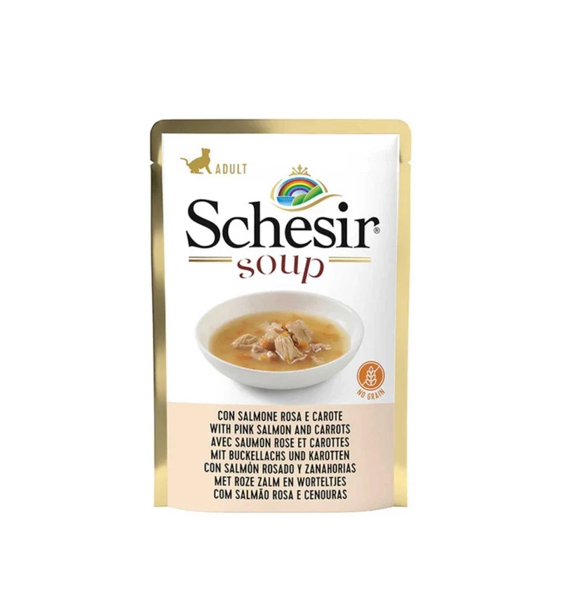 SCHESIR GATTO SOUP CON SALMONE ROSA E CAROTE DA 40 GR IN BUSTA