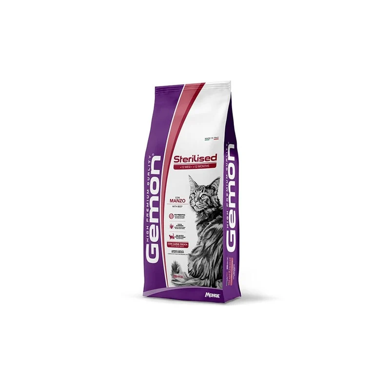 Gemon Crocchette Per Gatti Sterilized Manzo e Riso 2 Kg