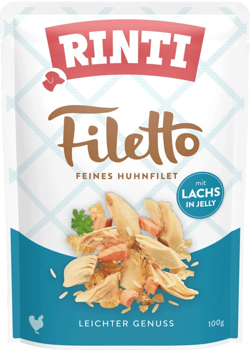 Rinti Filetti di Pollo e Salmone - Alimento Umido Naturale Cani - 100 g
