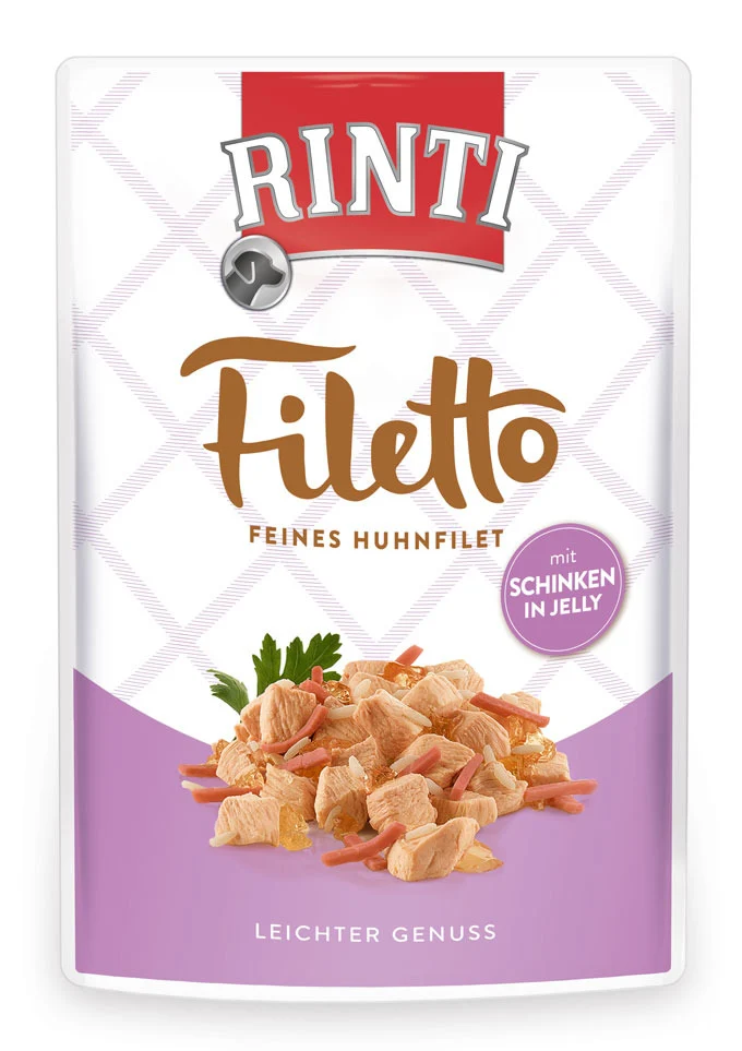 Rinti Filetti di Pollo e Prosciutto - Alimento Umido Naturale Cani - 100 g