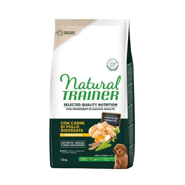 Natural Trainer Puppy & Junior Mini Pollo - Crocchette Cuccioli - 1,5 kg