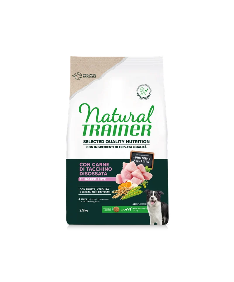 Natural Trainer Adult Medium & Maxi Tacchino - Crocchette Cani - 2,5 kg