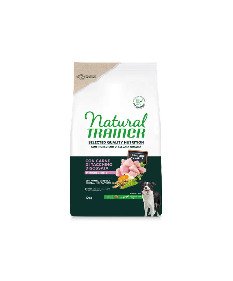 Natural Trainer Adult Medium & Maxi Tacchino - Crocchette Cani - 10 kg