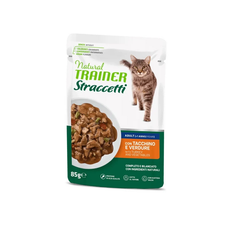 Natural Trainer Straccetti Adult Tacchino in Salsa - Umido Gatti - 85 g