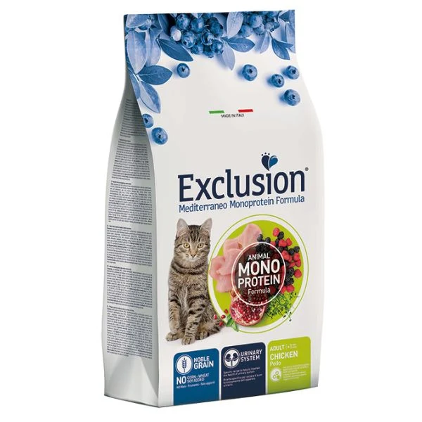 Exclusion Mediterraneo Adult Pollo - Crocchette per Gatti Adulti - 12 kg