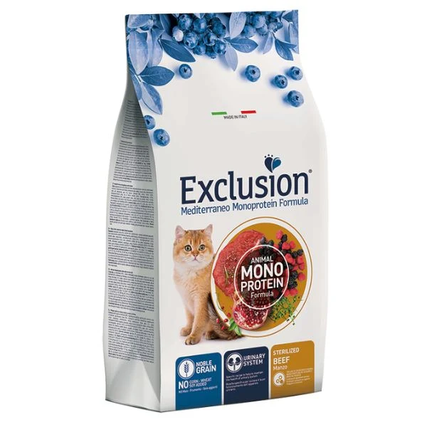 Exclusion Mediterraneo Sterilized Manzo - Crocchette per Gatti - 12 kg