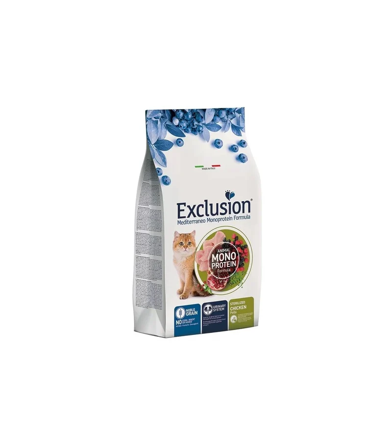 Exclusion Mediterraneo Sterilized Pollo - Crocchette per Gatti - 12 kg