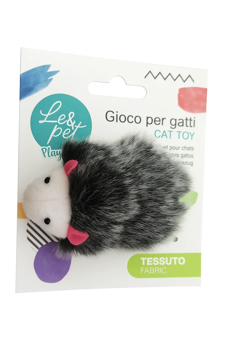 Gioco per Gatti Criceto Vibrante in Morbido Peluche - 8x6 cm
