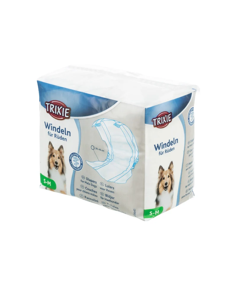 Pannolini a Fascia per Cani Maschi Trixie - Taglia S-M - Conf. 12 pz