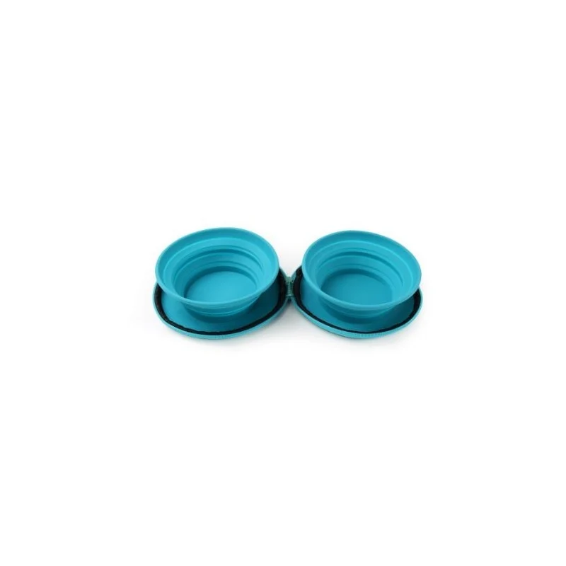 Ciotola Doppia Pieghevole da Viaggio in Silicone Duo - 2x450 ml