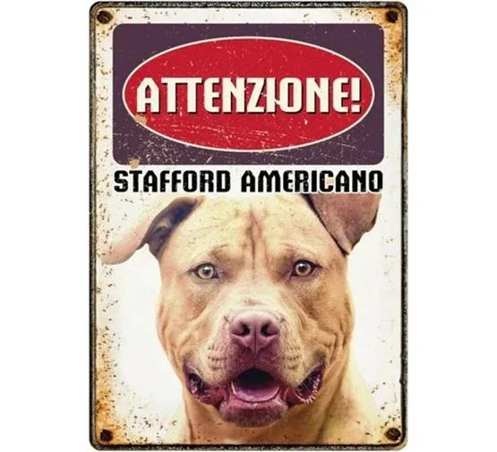 Targhetta Decorativa Razza American Staffordshire Terrier - 15x21 cm