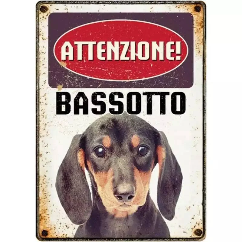 Targhetta Decorativa Razza Bassotto in Metallo - 15x21 cm