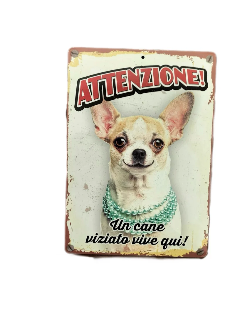 Targhetta Decorativa Simpatica "Un Cane Viziato Vive Qui" - 15x21 cm