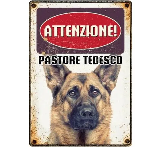 Targhetta Decorativa Razza Pastore Tedesco in Metallo - 15x21 cm
