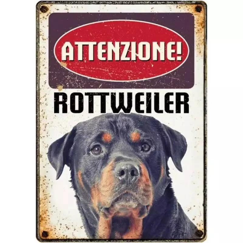 Targhetta Decorativa Razza Rottweiler in Metallo - 15x21 cm