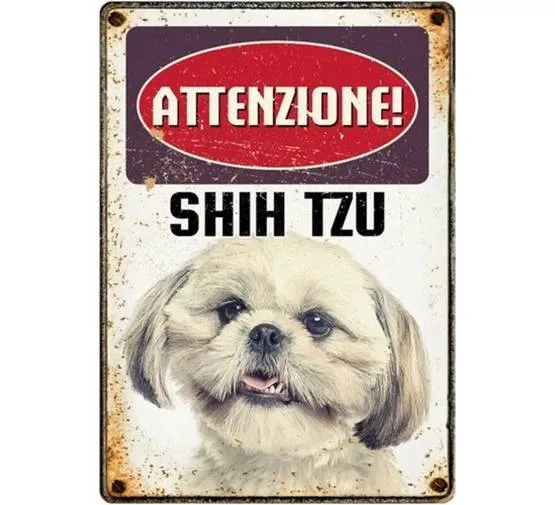Targhetta Decorativa Razza Shih Tzu in Metallo - 15x21 cm