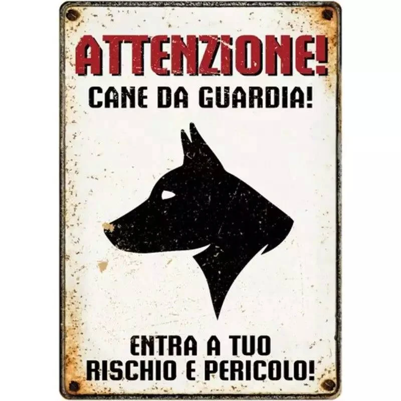 Targhetta Segnaletica "Attenzione Cane da Guardia" con Profilo - 15x21 cm