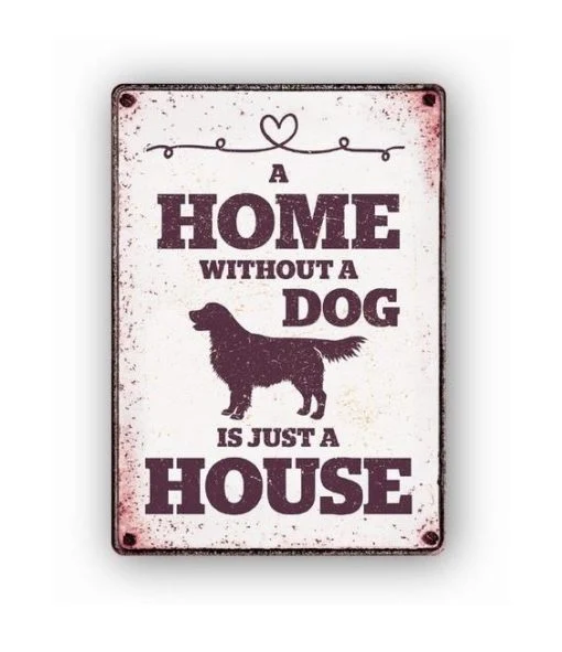 Targhetta Decorativa in Metallo "Home Without Dog" - 15x21 cm