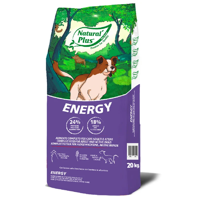 Natural Plus Energy - Crocchette ad Alto Valore Energetico per Cani - 20 kg