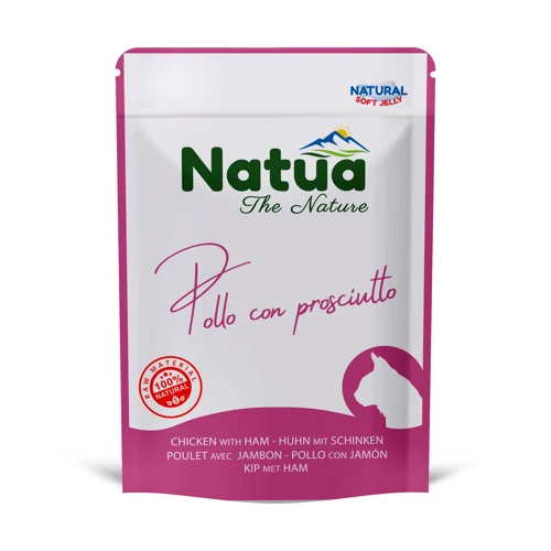 Natua Adult Pollo e Prosciutto - Alimento Umido Naturale per Gatti - Busta 70 g