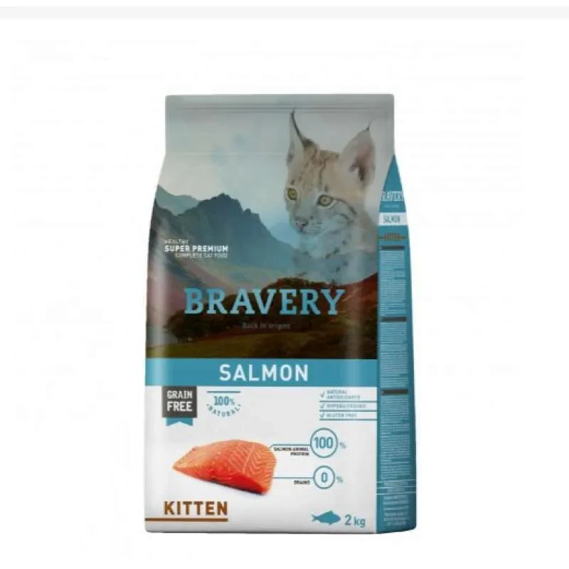 Bravery Cat Kitten Salmon - Crocchette per Gattini al Salmone Grain Free - 2 kg